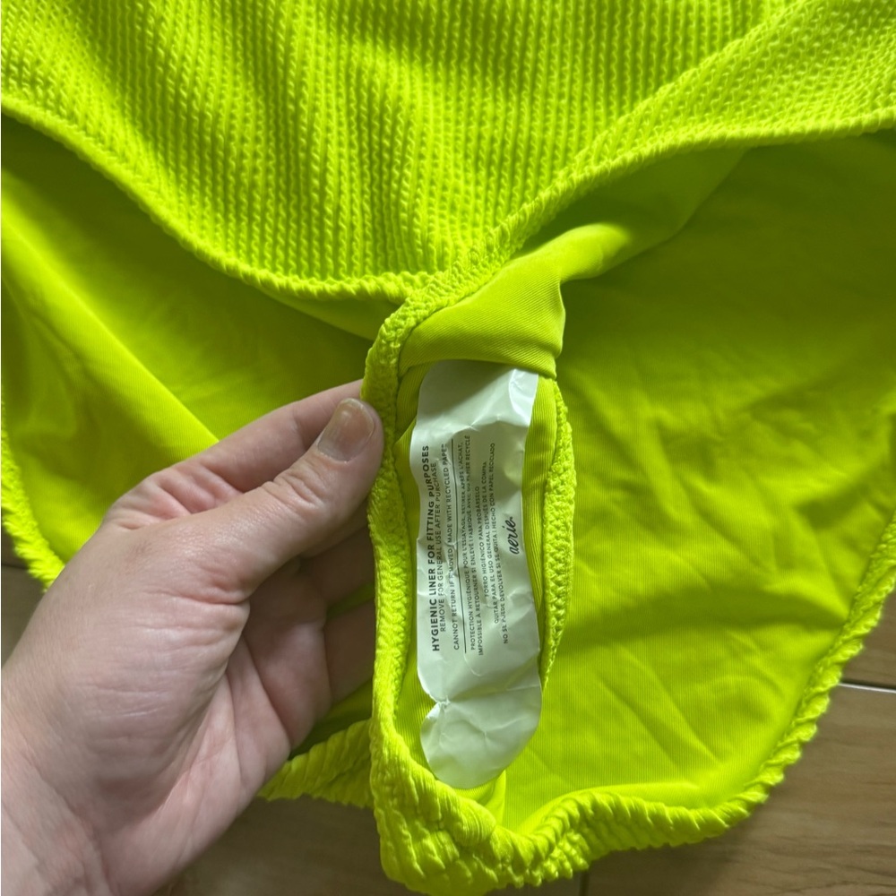 aerie Neon Yellow One-Shoulder Cutout One-Piece Swimsuit - Picture 5 of 8